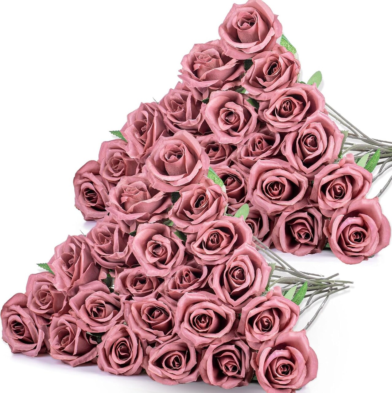 40-Piece Dusty Rose Artificial Flowers – Long Stem Silk Roses for Bulk Bouquets, Wedding Centerpieces, Home Decor, Party Table Arrangements & Valentine’s Gifts